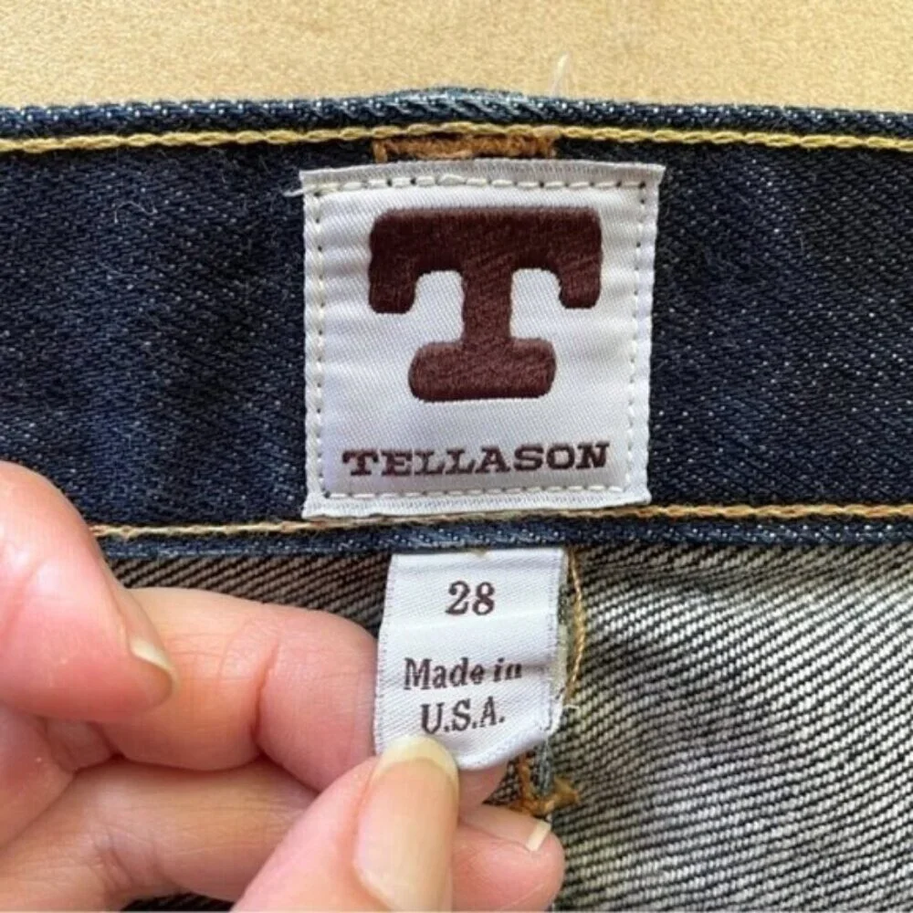 Tellason Dark Wash Low Rise Slim Straight Selvedge Jeans - 28 x 32.5
